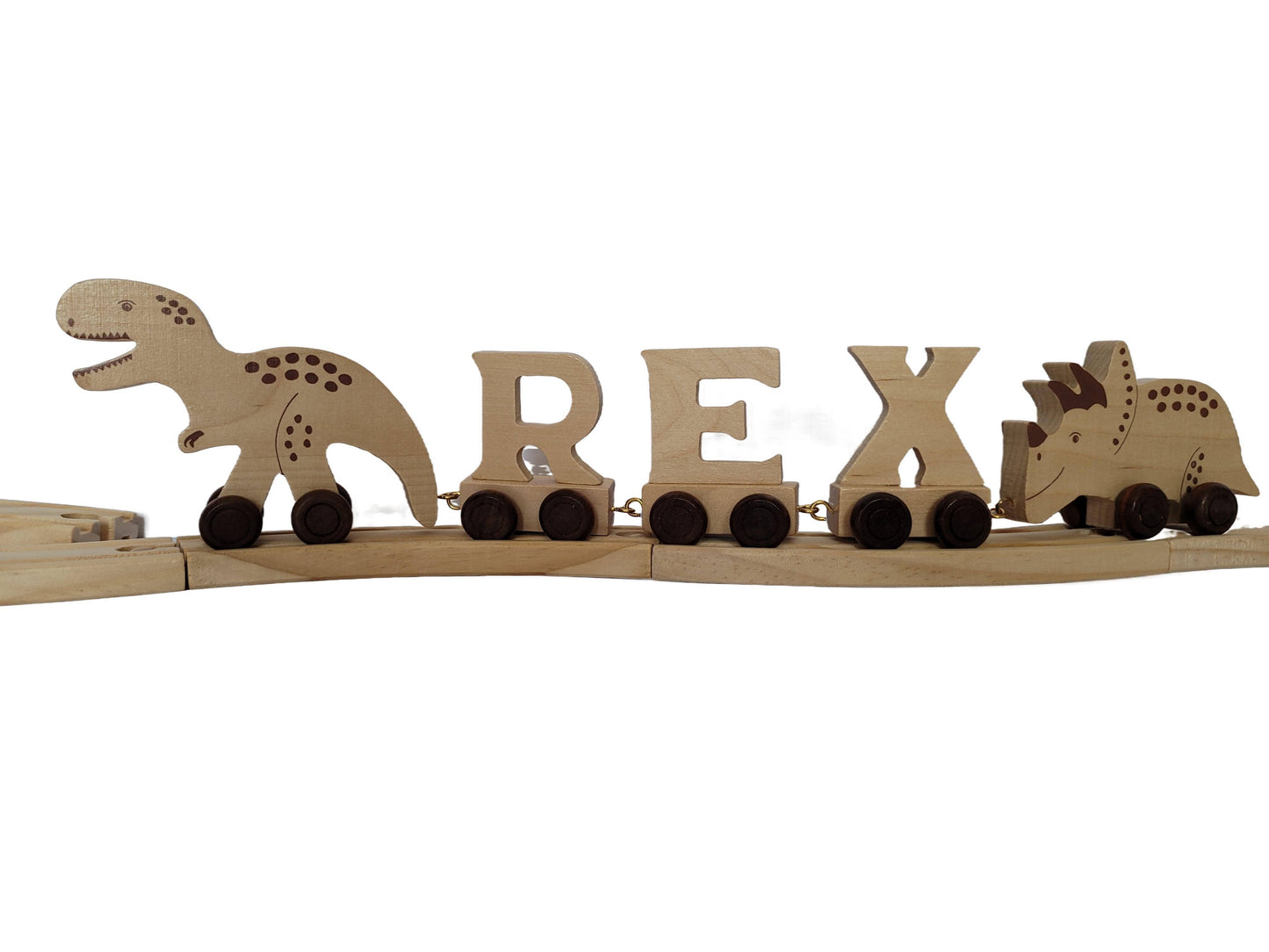Natural Wooden T Rex Dinosaur - Kids' Name Train Toy PRE-ORDER