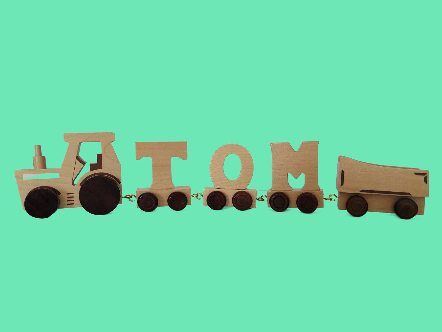 Natural Wooden Tractor - For Kids' Name Train Toy PRE-ORDER