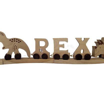 Natural Wooden Triceratops Dinosaur - Kids' Name Train Toy PRE-ORDER