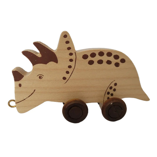 Natural Wooden Triceratops Dinosaur - Kids' Name Train Toy PRE-ORDER