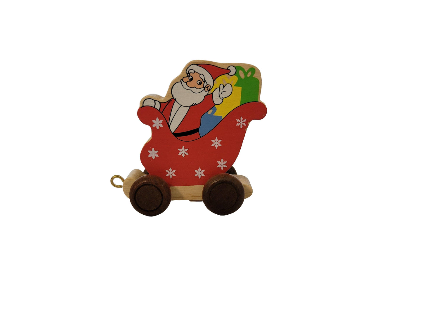 Colourful Wooden Santa Sleigh with Brown Wheels - Kids' Toy PRE-ORDER