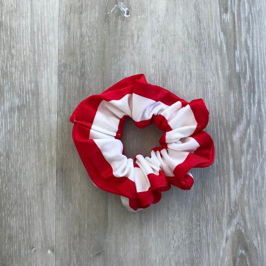 Red and White Stripe scrunchie