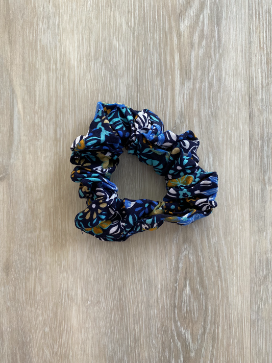 Navy floral scrunchie